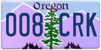 OR license plate 008CRK