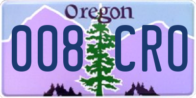 OR license plate 008CRO