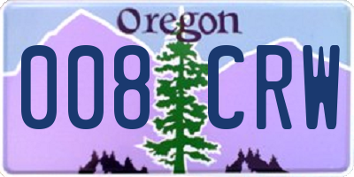 OR license plate 008CRW