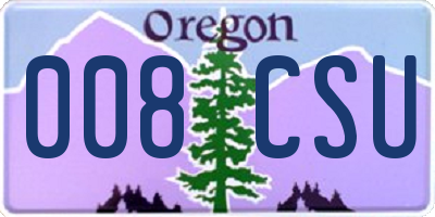 OR license plate 008CSU