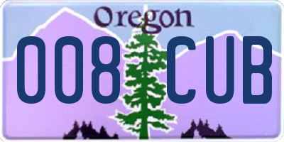 OR license plate 008CUB