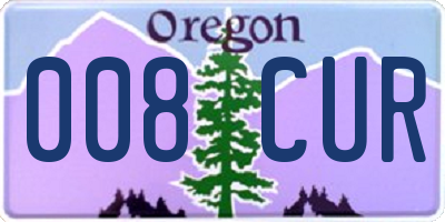 OR license plate 008CUR