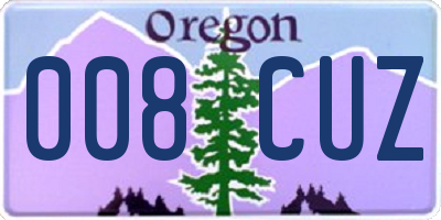 OR license plate 008CUZ