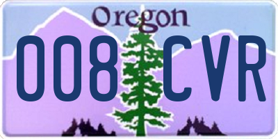 OR license plate 008CVR