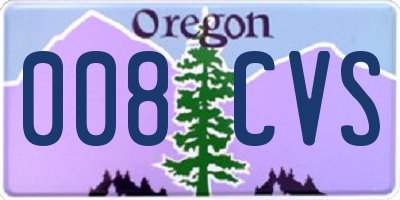 OR license plate 008CVS