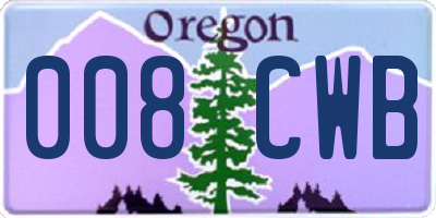 OR license plate 008CWB