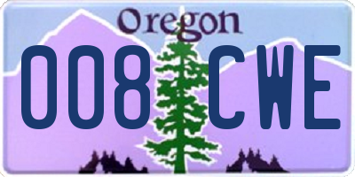 OR license plate 008CWE