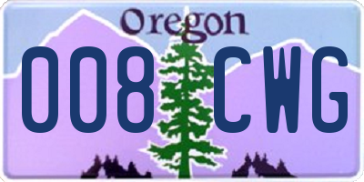 OR license plate 008CWG