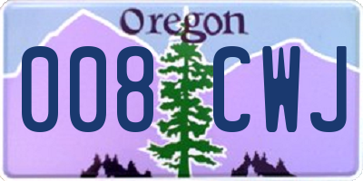 OR license plate 008CWJ