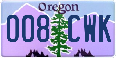 OR license plate 008CWK