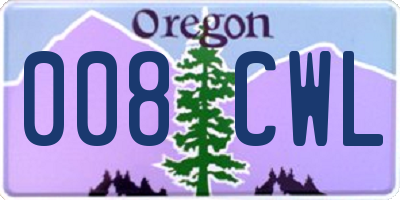 OR license plate 008CWL