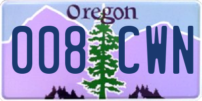 OR license plate 008CWN