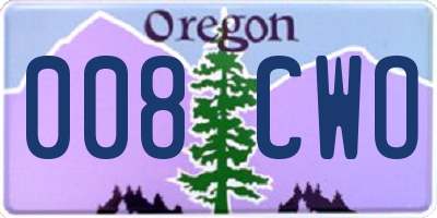 OR license plate 008CWO