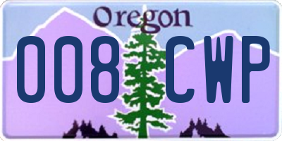 OR license plate 008CWP