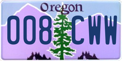 OR license plate 008CWW