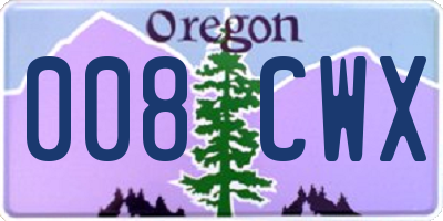 OR license plate 008CWX
