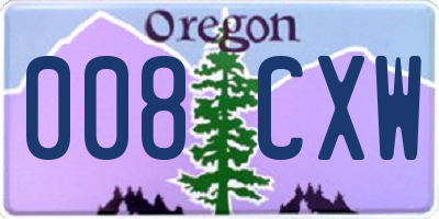 OR license plate 008CXW
