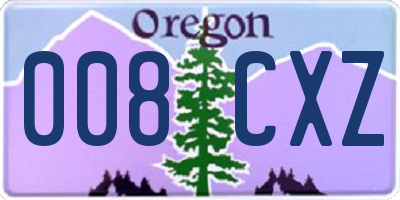 OR license plate 008CXZ