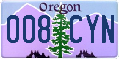 OR license plate 008CYN