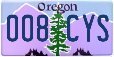 OR license plate 008CYS