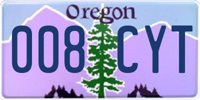 OR license plate 008CYT