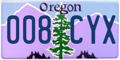 OR license plate 008CYX