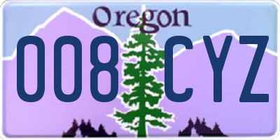 OR license plate 008CYZ
