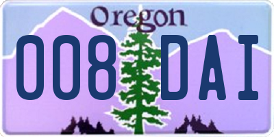 OR license plate 008DAI