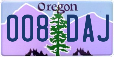 OR license plate 008DAJ