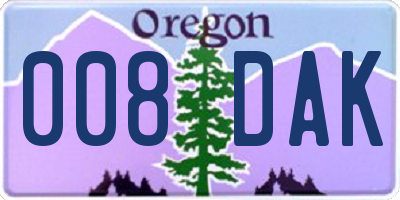 OR license plate 008DAK