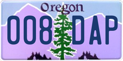 OR license plate 008DAP