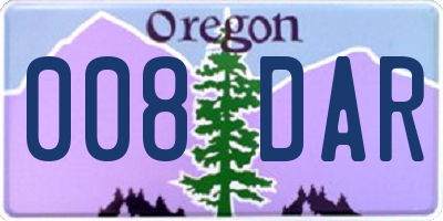 OR license plate 008DAR