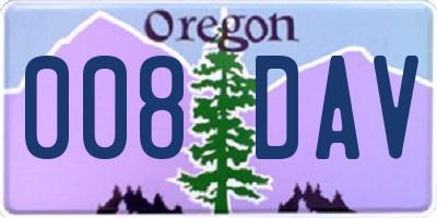 OR license plate 008DAV