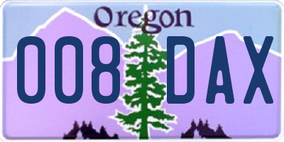 OR license plate 008DAX