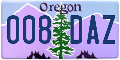 OR license plate 008DAZ