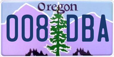 OR license plate 008DBA
