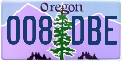 OR license plate 008DBE