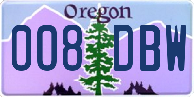 OR license plate 008DBW