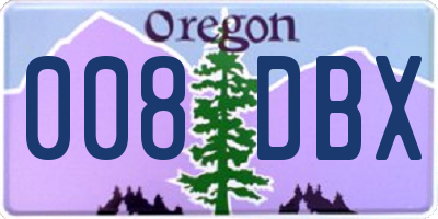 OR license plate 008DBX
