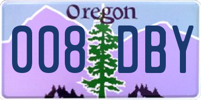 OR license plate 008DBY