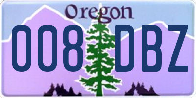 OR license plate 008DBZ