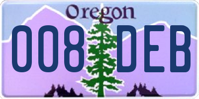 OR license plate 008DEB