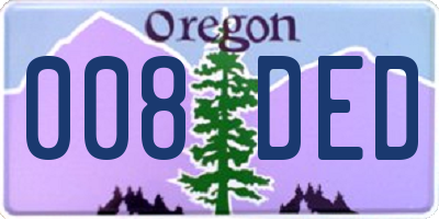 OR license plate 008DED
