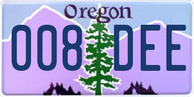 OR license plate 008DEE