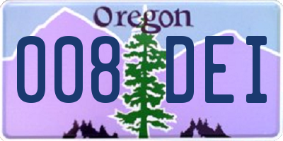 OR license plate 008DEI