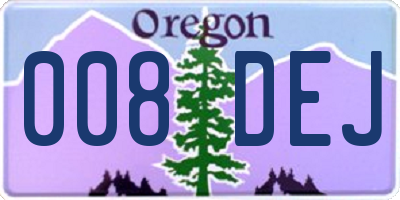 OR license plate 008DEJ