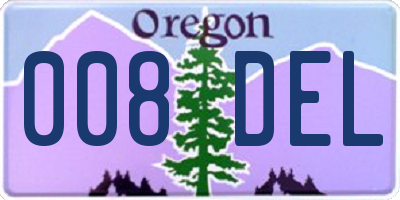 OR license plate 008DEL