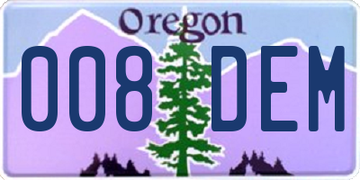 OR license plate 008DEM