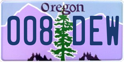 OR license plate 008DEW