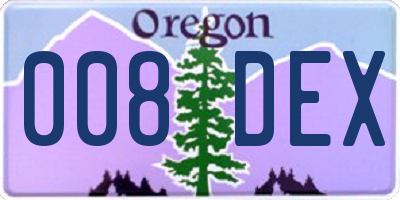 OR license plate 008DEX